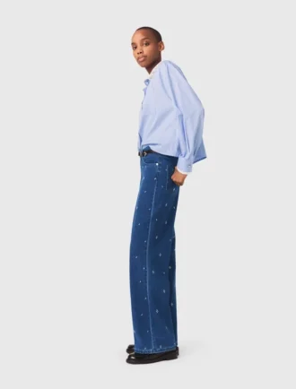 Jeans a zampa con strass