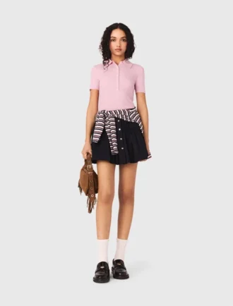 Maglione a collo polo a costine