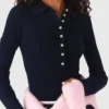 Maglione a collo polo a costine