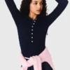 Maglione a collo polo a costine
