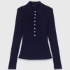 Maglione a collo polo a costine