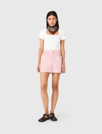 Maglione a collo quadrato a costine