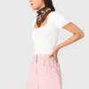 Maglione a collo quadrato a costine