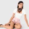 Maglione a collo quadrato a costine