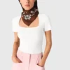 Maglione a collo quadrato a costine