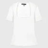 Maglione a collo quadrato a costine