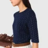 Maglione a collo rotondo con strass