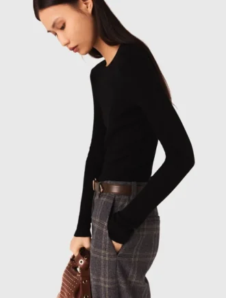 Maglione a collo rotondo effetto seconda pelle