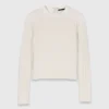 Maglione a coste con collo a perla