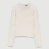 Maglione a coste con collo a perla