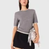 Maglione a maniche corte con strass
