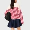 Maglione a righe in maglia a costine