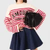 Maglione a righe in maglia a costine