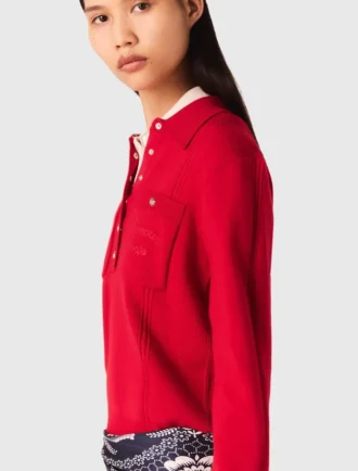 Maglione con collo a polo e ricamo