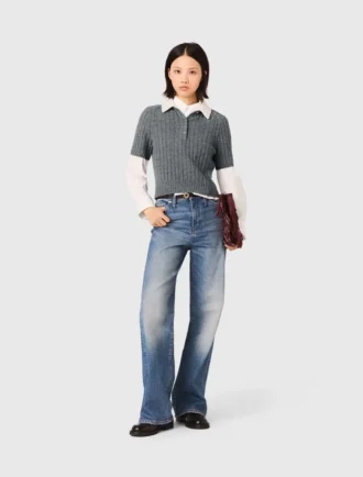 Maglione con collo con perline rimovibile