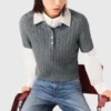Maglione con collo con perline rimovibile
