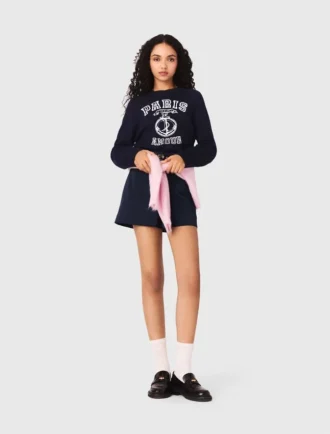 Maglione con slogan e collo rotondo