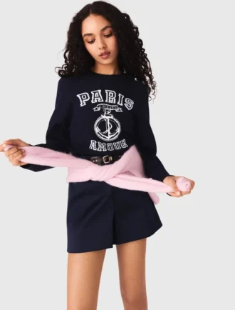 Maglione con slogan e collo rotondo