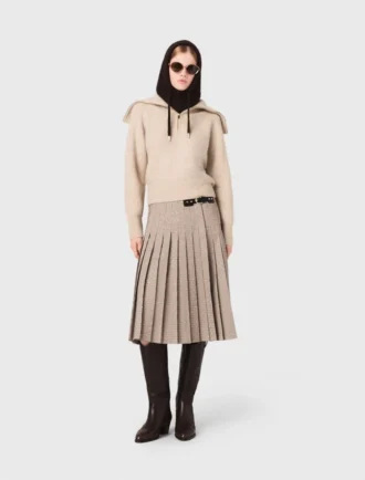 Maglione con strass e mezza zip