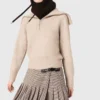 Maglione con strass e mezza zip