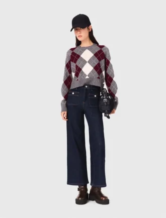Maglione corto con motivo argyle