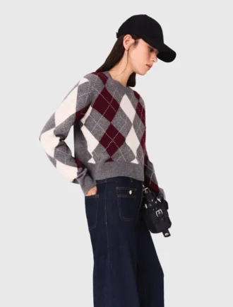 Maglione corto con motivo argyle