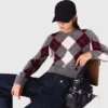 Maglione corto con motivo argyle Maglione corto con motivo argyle