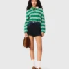 Maglione polo corto a righe
