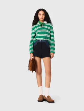 Maglione polo corto a righe