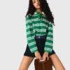 Maglione polo corto a righe