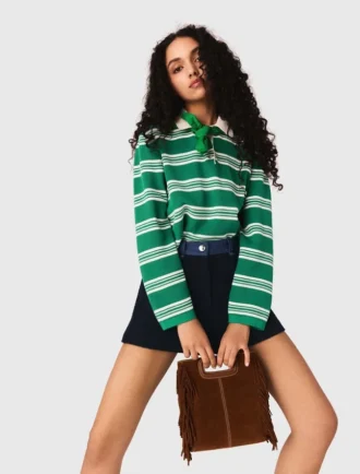 Maglione polo corto a righe