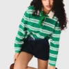 Maglione polo corto a righe