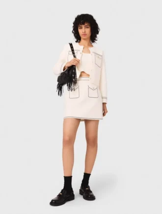 Mini gonna in maglia con impunture