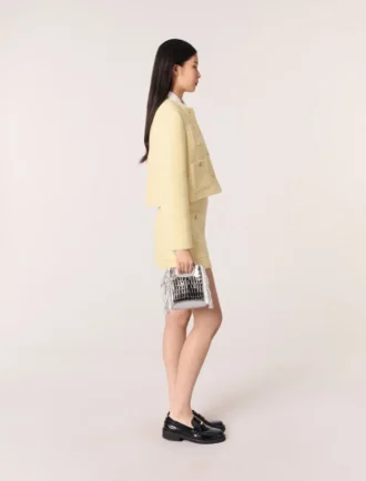 Mini M Bag in pelle goffrata con catena