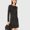 Mini vestito in maglia con strass