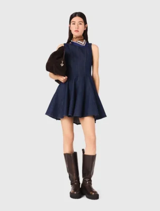 Miniabito in denim con volant