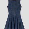 Miniabito in denim con volant