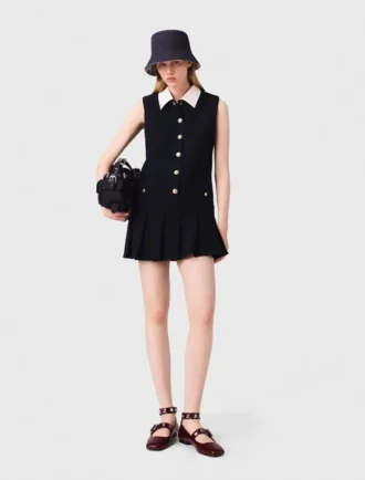 Miniabito in tweed con colletto rimovibile