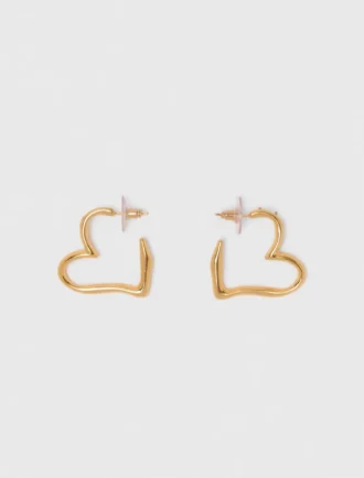 Orecchini a cerchio a forma di cuore placcati in oro