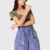 Pantaloncini in cotone a righe ricamati