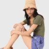Pantaloncini in cotone a righe ricamati