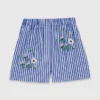 Pantaloncini in cotone a righe ricamati