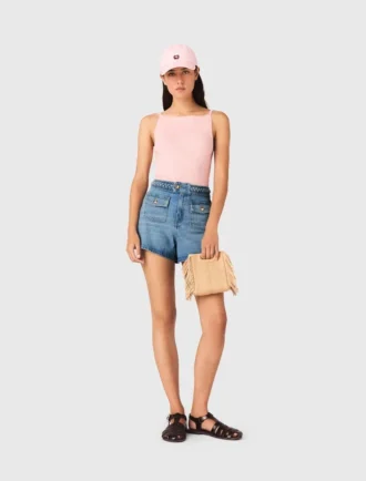 Pantaloncini in denim intrecciato