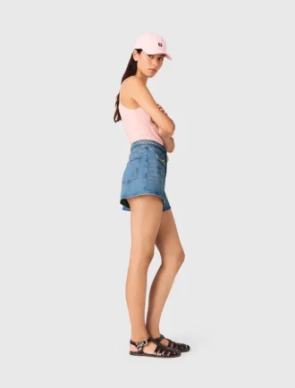 Pantaloncini in denim intrecciato