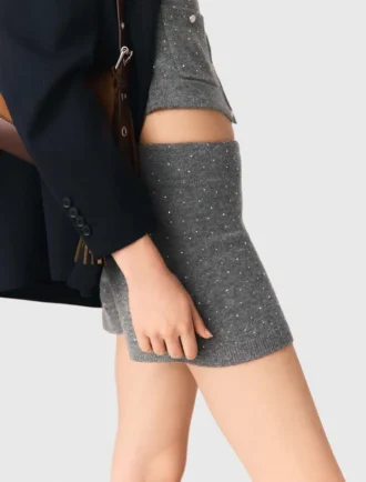 Pantaloncini in maglia con strass