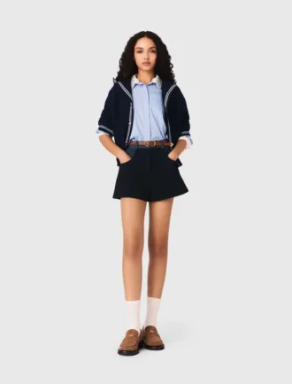 Pantaloncini in tweed con dettagli in denim