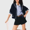 Pantaloncini in tweed con dettagli in denim Pantaloncini in tweed con dettagli in denim