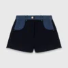 Pantaloncini in tweed con dettagli in denim Pantaloncini in tweed con dettagli in denim