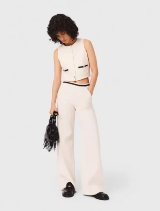 Pantaloni a gamba larga effetto tweed