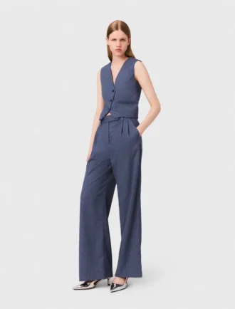 Pantaloni da completo con pieghe e strass
